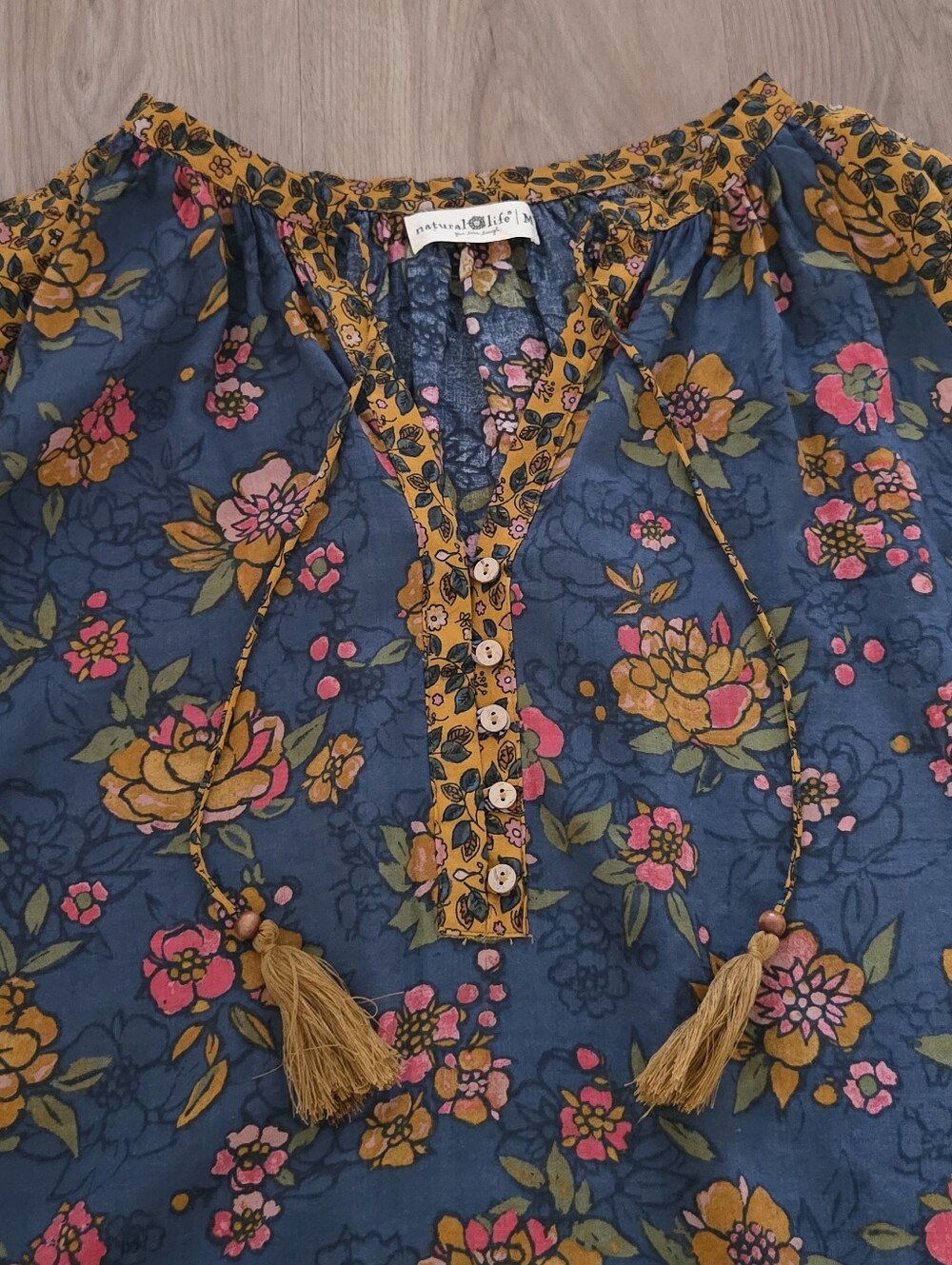 Natural Life Wmns Get Up & Go Blouse M Bohocore Hippie Cottage Capsule Floral - Picture 5 of 8